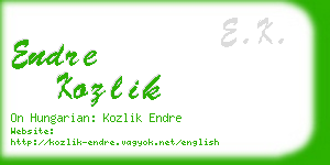 endre kozlik business card